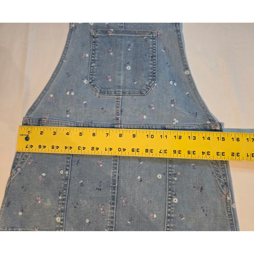 Cat & Jack Girls Floral Denim Overall Dress Light Wash Blue Size L 10/12 - Picture 3 of 6